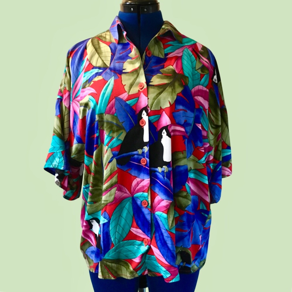 Vintage Tucan California Crush Tropical  Button-down Shirt